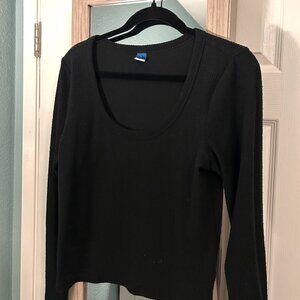 Black Scoop Neck Long Sleeve